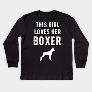 This girl loves her boxer Kids Long Sleeve T-Shirt